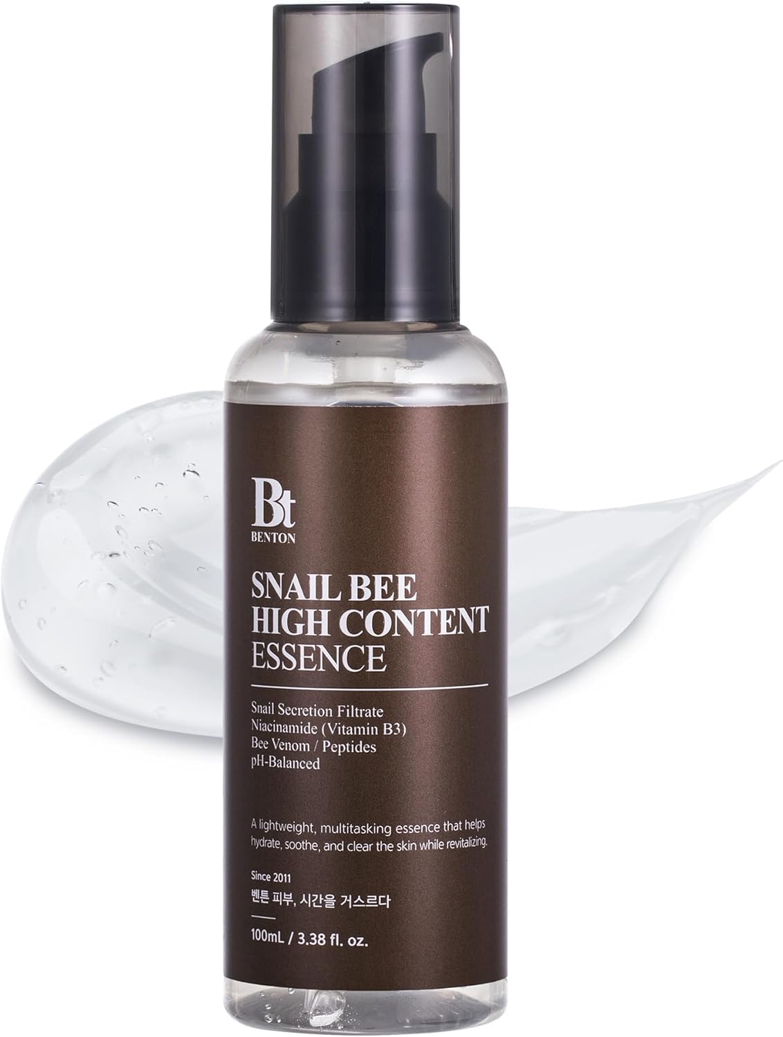 BENTON Snail Bee High Content Essence 100ml (3.38 fl oz.) - Snail Mucin Essence with Niacinamide & Bee Venom | Korean Skin Care Face Moisturizer For Women & Men with Combination, Oily Skin