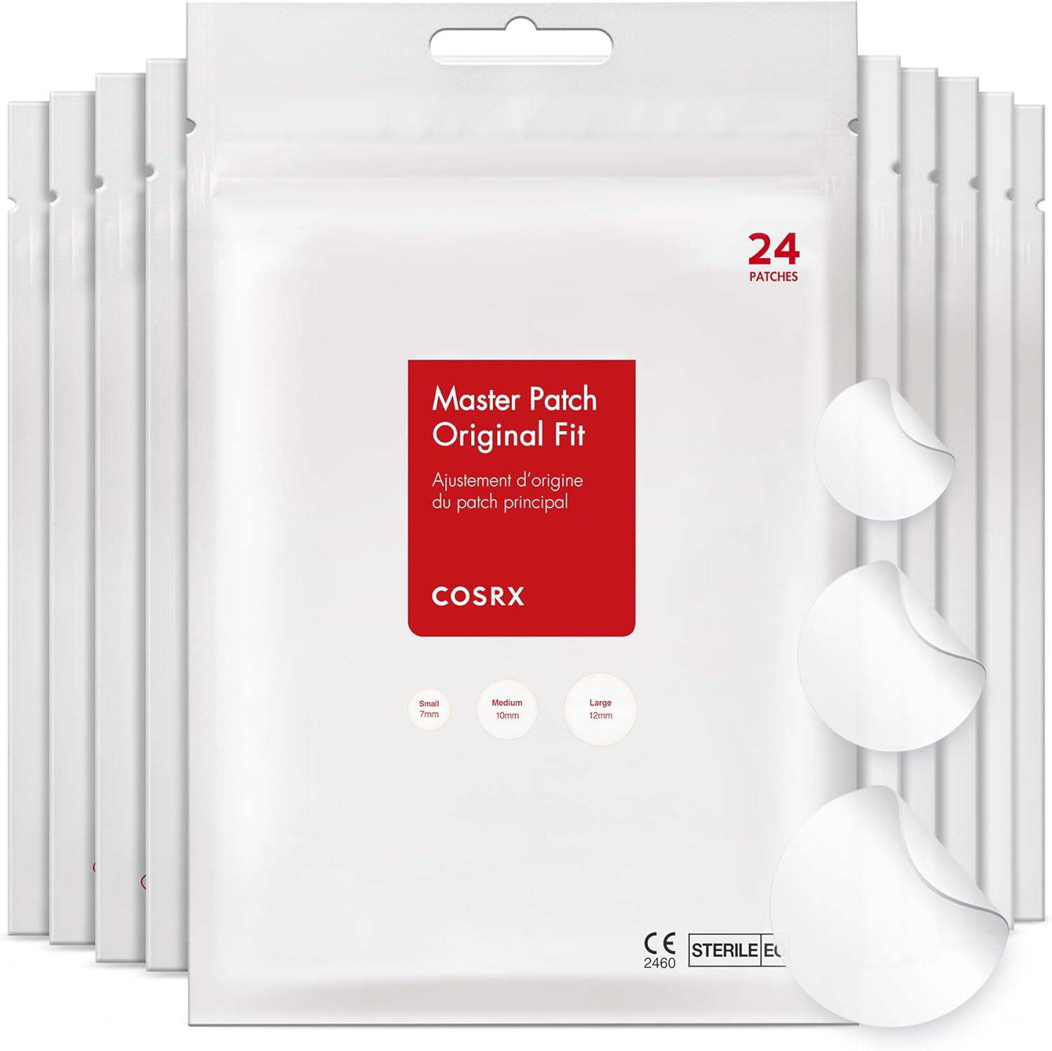 COSRX Acne Pimple Patches Absorbing Hydrocolloid Original 3 Size Patches for Blemishes and Zits Cover, Absorbs Zits & Blemish, Spot Stickers for Face and Body, Korean Skin Care (240 Count)