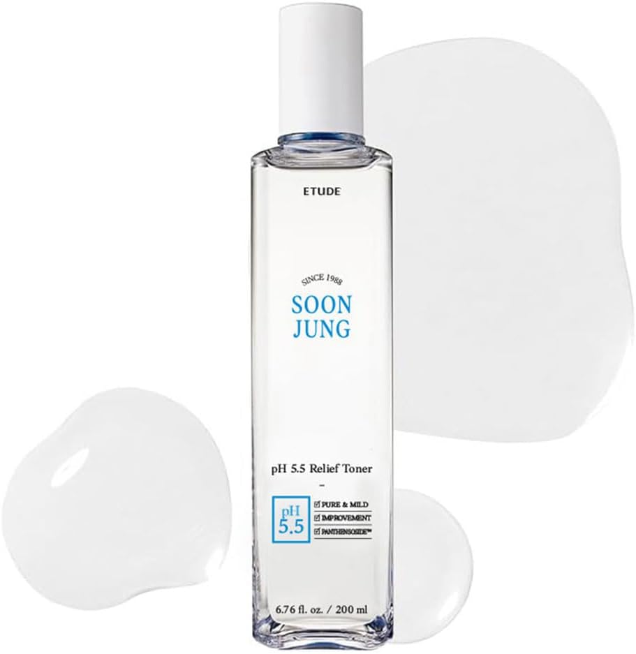 ETUDE SoonJung pH5.5 Relief Toner, Hydrating Toner for Sensitive Skin, Vegan Face Toner, Panthenol, Madecassoside, Moisturizer, Korean Skin Care, Korean Toner, Beauty (6.76 Fl Oz)