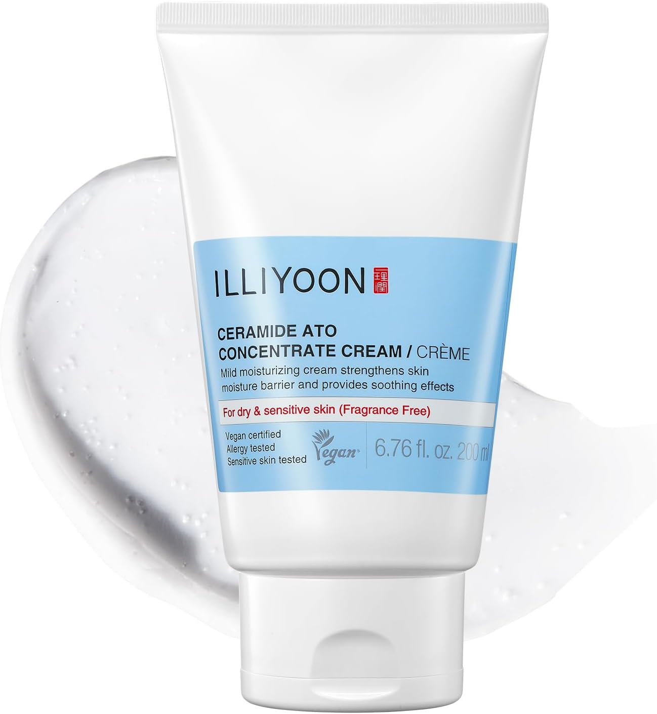 Illiyoon Ceramide Ato Concentrate Cream | Moisturizer for Dry & Sensitive Skin, 100hr Lasting Hydration, For Face & Body, Gentle for Infants, Moisture Barrier Repair, Vegan Certified, 6.76 fl.oz.