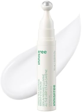 innisfree Green Tea Caffeine Depuffing Eye Serum Roll-On with Niacinamide & Hyaluronic Acid, Cooling Korean Under Eye Roller for Puffiness, Dark Circles, Brightening & Hydration