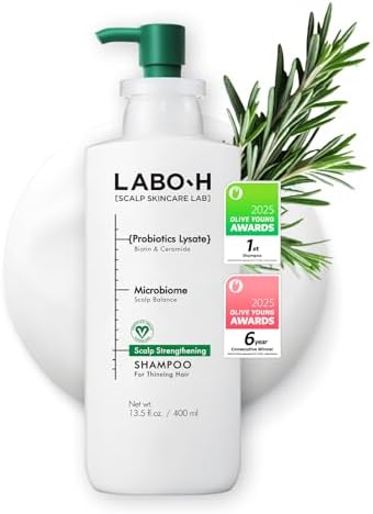 LABO.H Scalp Strengthening Shampoo for Hair Growth & Anti-Loss | Vegan Ceramide Haircare Routine with Rosemary Oil, Biotin and Caffeine, Paraben Free, Korean Hair Care, 13.5 Fl. oz.