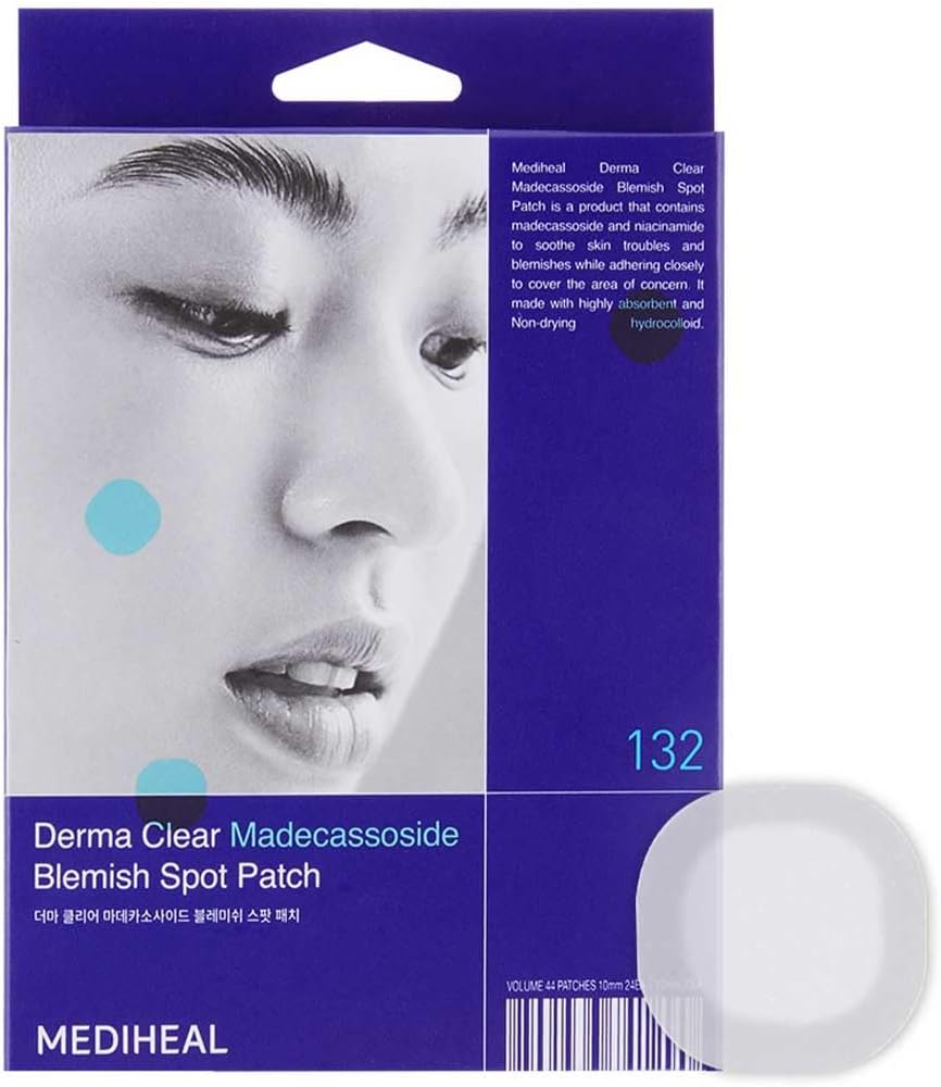 MEDIHEAL Derma Clear Madecassoside Blemish Spot Patch (132 Counts) - Acne Spot Protection, Spot Fast Healing with Madecassoside & Niacinamide