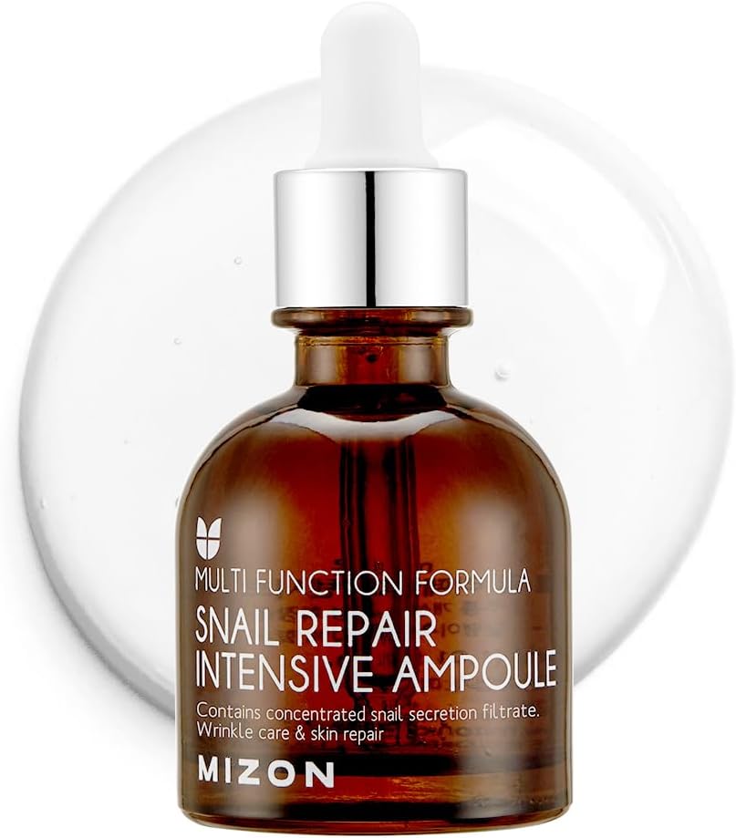 MIZON Snail Repair Intensive Ampoule, Korean Snail Serum 1.01 fl oz | Hyaluronic Acid, Peptides, Vitamin E, Hydrating, Elasticity & Glass Skin Look