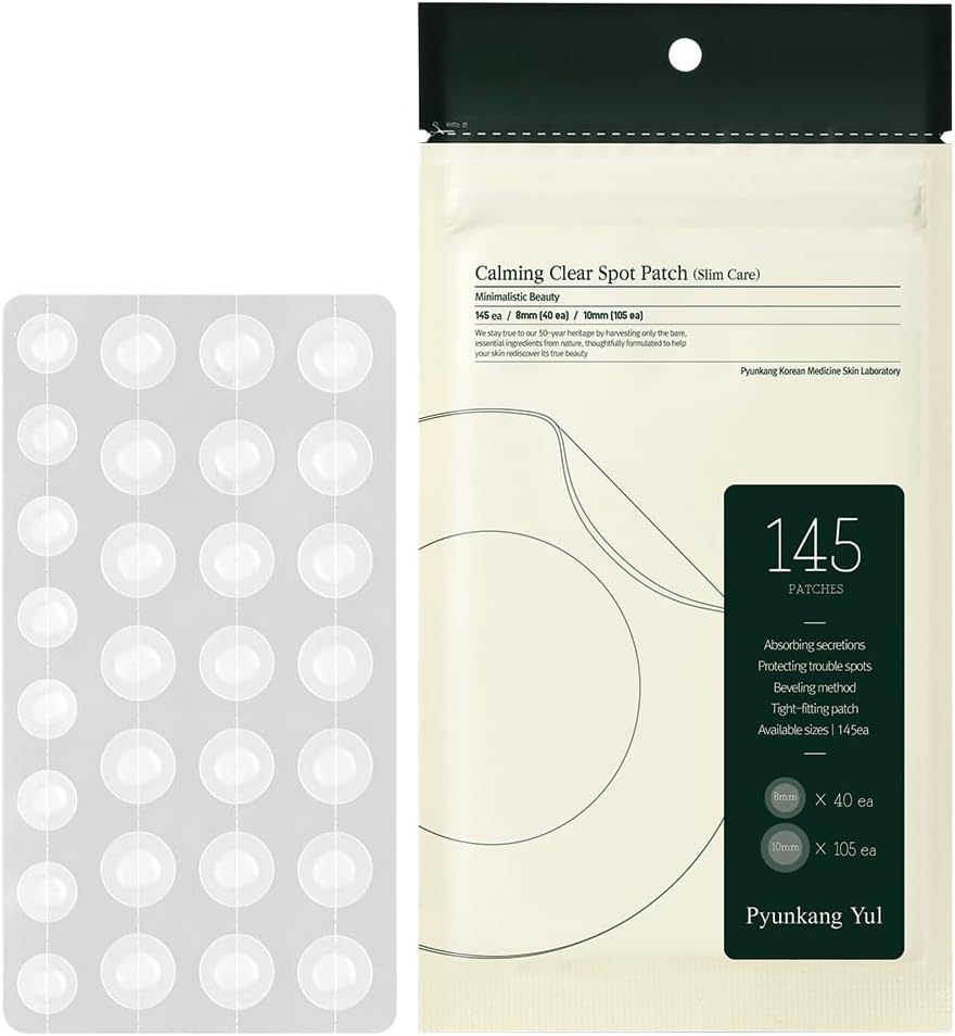 Pyunkang Yul PKY Calming Clear Spot Patch (Slim Care)145 count Quick, Adhesive & Invisible Oval Fit Stickers, Hydrocolloid Acne Spot Cover, Pimple Focused Skin Care for Blemishes and Zit, 2 Sized
