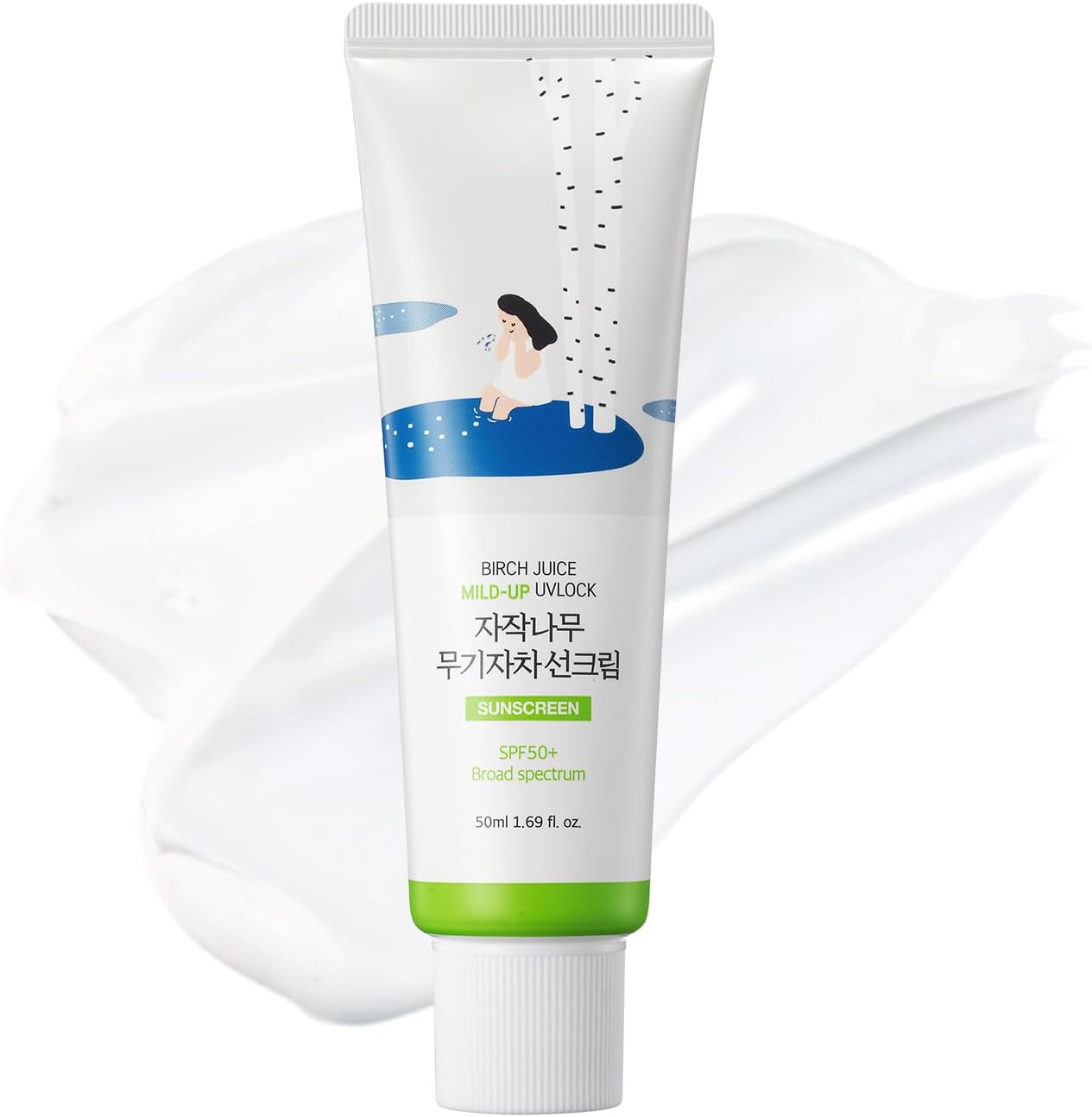 ROUND LAB Birch Juice Mild-up UV LOCK SPF 50+, Zinc Oxide Sunscreen, broad spectrum, lightweight, oil control for Sensitive Skin, Korean Sunscreen 1.69 Fl Oz