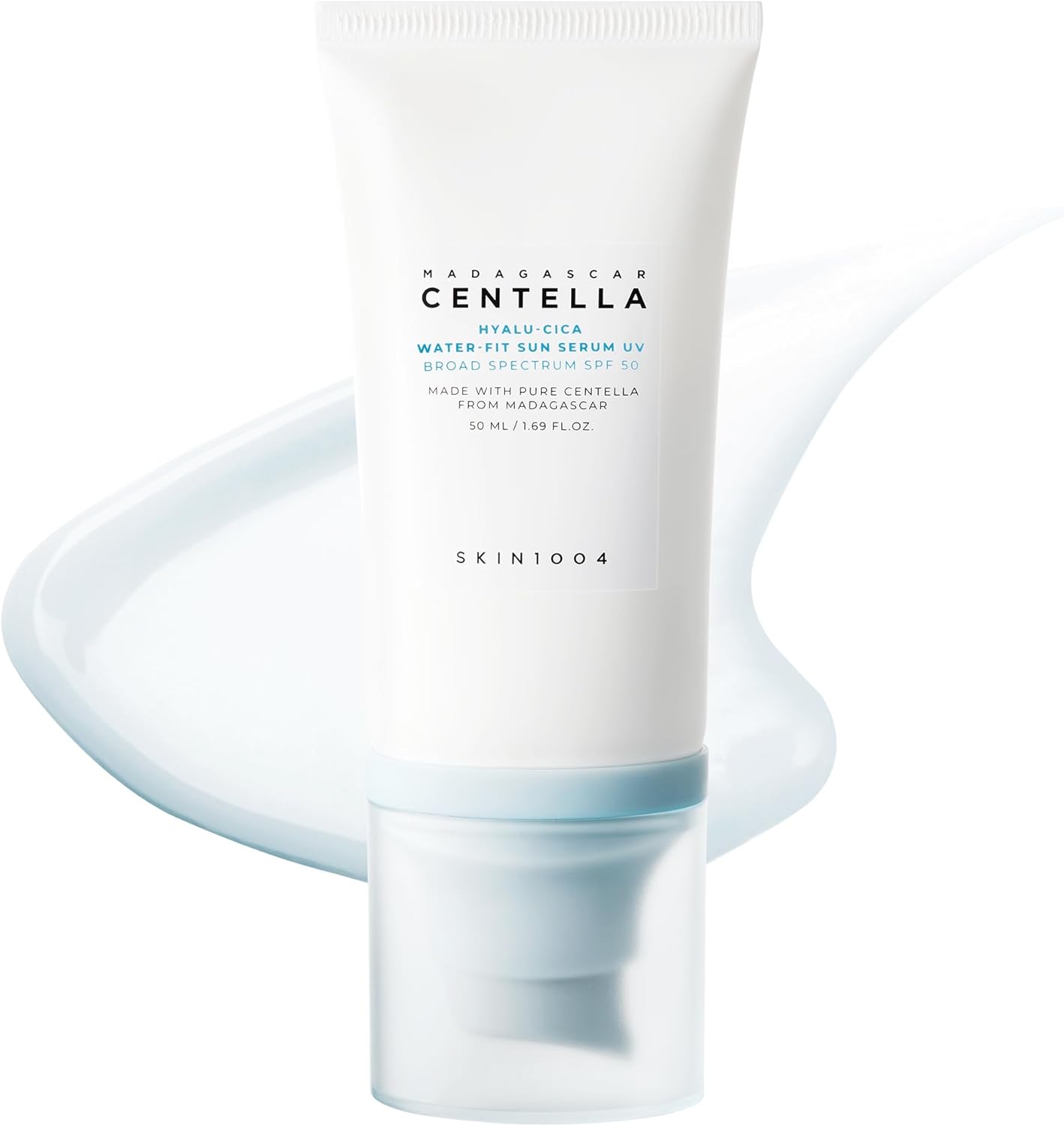 SKIN1004 Centella Hyalu-Cica Water-Fit Sun Serum UV, Korean Sunscreen SPF 50, Centella Sunscreen, Travel Essentials, Sunscreen with Hyaluronic Acid, No White Cast, Korean Skin Care, 1.69 fl.oz / 50ml