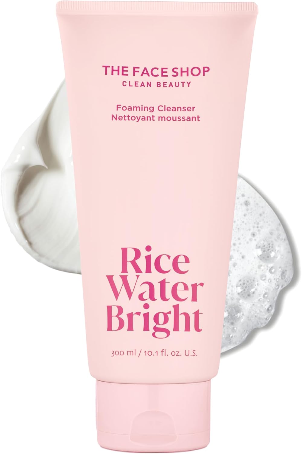 THE FACE SHOP Rice Water Bright Foaming Cleanser, Hydrating Korean Face Wash with Ceramides, Deep Pore Cleansing, All Skin Types, Gentle Skincare, Vegan, 10.1 fl. oz.