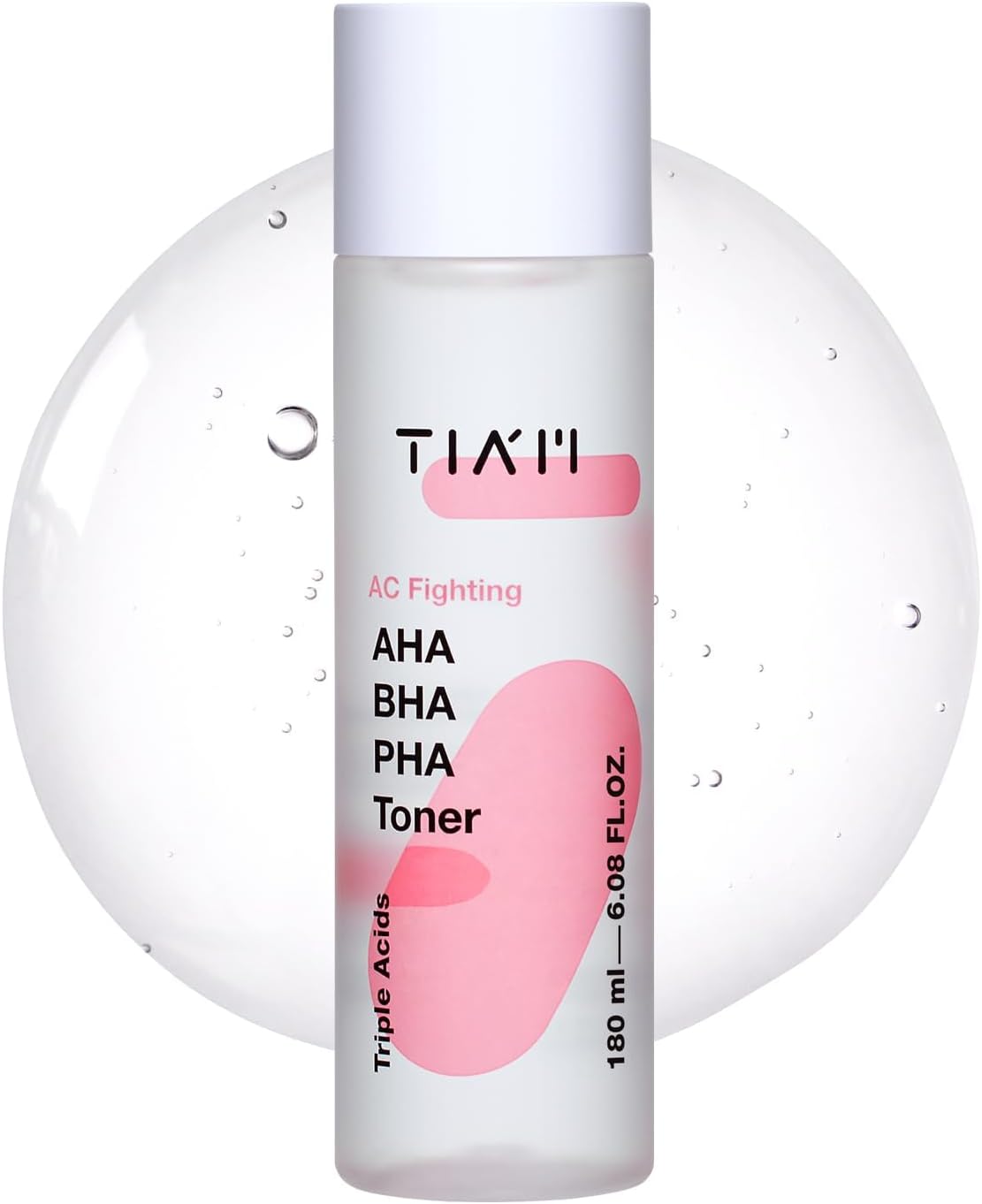 TIAM AC Fighting AHA BHA PHA Toner, 6.08 fl oz, Gentle Exfoliating Toner for Pore Care & Skin Texture with Panthenol, Suitable for All Skin Types, Korean Skin Care