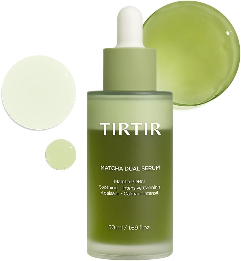 TIRTIR Matcha Dual PDRN Serum | Irritated Red Skin Relief & Glass Skin Glow with 20,000ppm Vegan Matcha PDRN, 5% Niacinamide, Hydrating Non-Sticky Korean Face Serum for Sensitive & Acne-Prone Skin